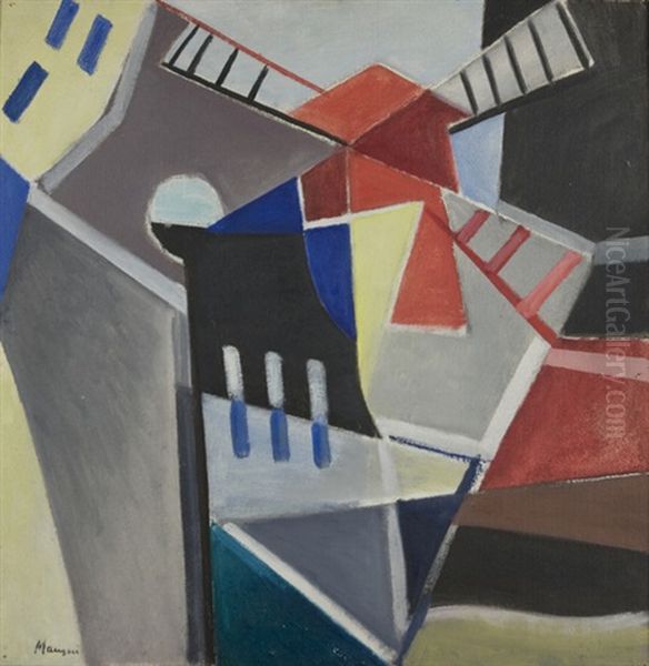 Mulino A Vento (windmill) Oil Painting by Concetto Maugeri