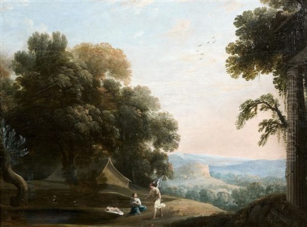 Paysage Avec Agar Et L'ange Oil Painting by Henri Mauperche