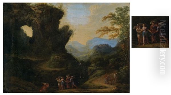 Paysage Avec La Fuite En Egypte Oil Painting by Henri Mauperche