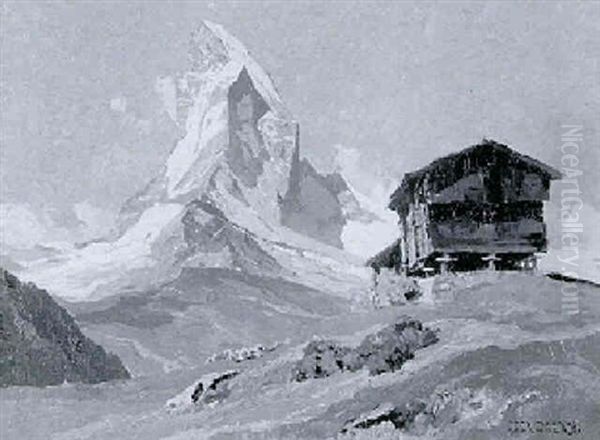 Chalet Vor Matterhorn Oil Painting by Hans Maurus