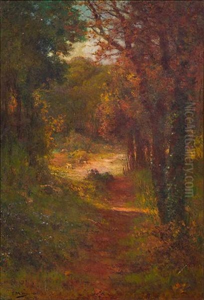 A Path Through A Forest Oil Painting by Francois Maury