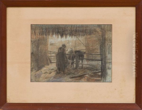 In The Barn Oil Painting by Anton Mauve