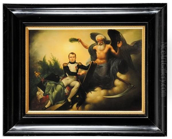 Napoleon 1er Redigeant Le Code Civil, Couronne Par Le Temps (after Amaury Duval) Oil Painting by Jean Baptiste Mauzaisse