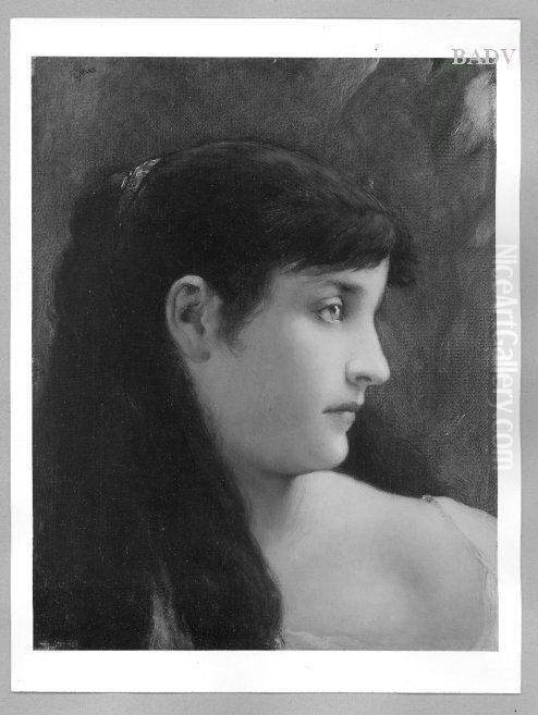 Frauenkopf Oil Painting by Gabriel von Max