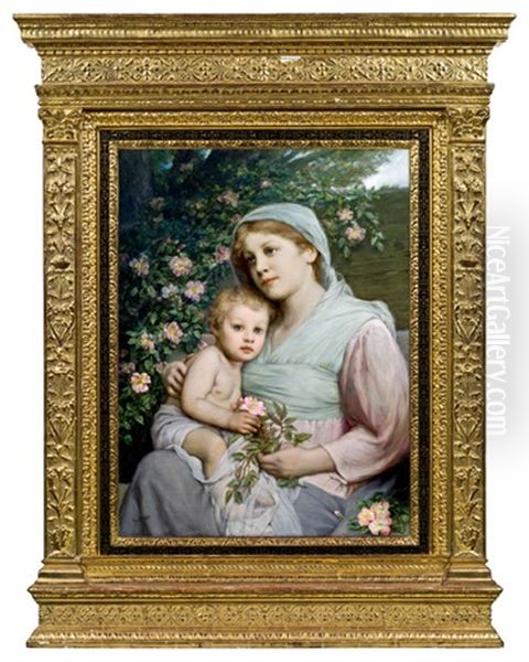 Rosenmadonna Oil Painting by Gabriel von Max