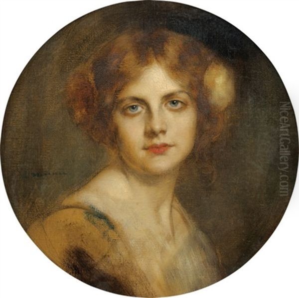 Portrait De Femme Oil Painting by Edgar Maxence