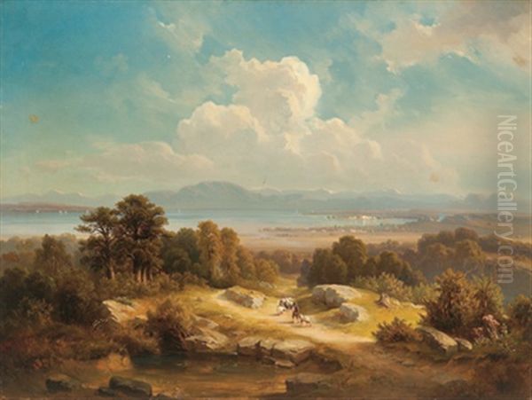 Motiv Vom Chiemsee(?) Oil Painting by Josef Mayburger