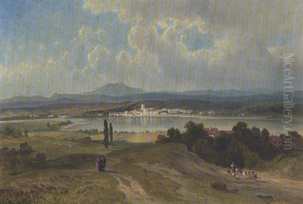 Flusslandschaft Oil Painting by Josef Mayburger