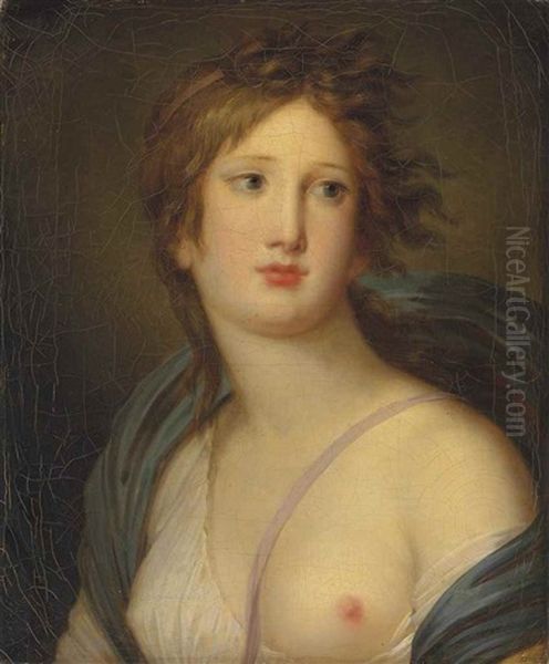 Portrait Of Clotilde Augustine Mafleurai (1776-1826), Half-length, As A Muse Oil Painting by Constance Marie Mayer-Lamartiniere