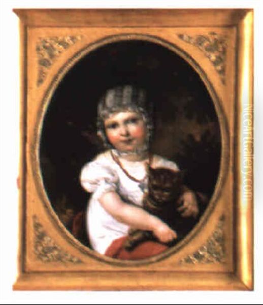 Petite Fille Au Chat Oil Painting by Constance Marie Mayer-Lamartiniere