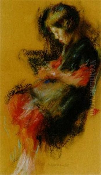 Lesendes Madchen Oil Painting by Max Mayrshofer