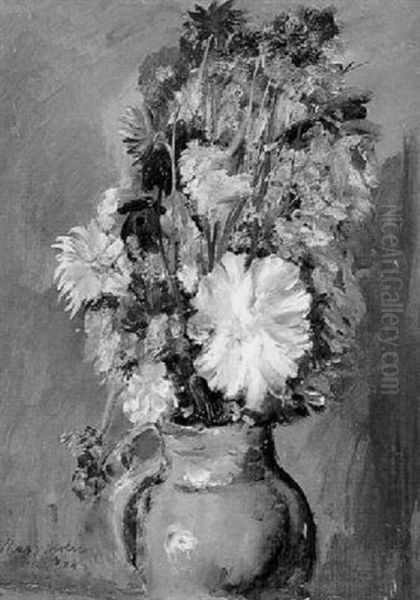 Blumenstraus In Gelbem Krug Oil Painting by Max Mayrshofer