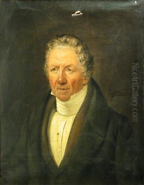 A Portrait Of Zacharias Ofverberg, Half-length Oil Painting by Carl Peter Mazer