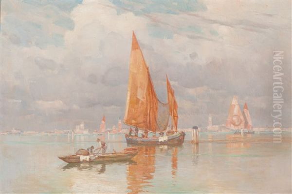 Pescatori Veneziani Oil Painting by Emo Mazzetti