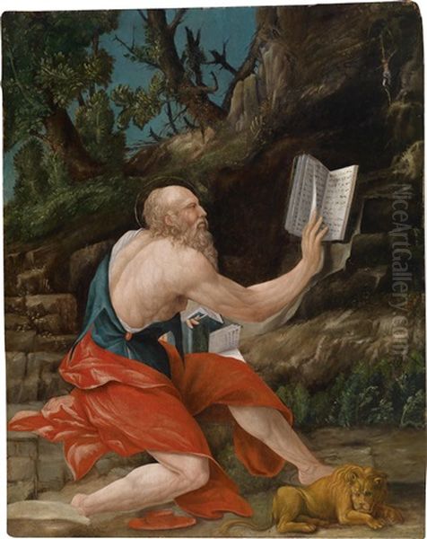 Der Heilige Hieronymus Oil Painting by Girolamo Mazzola Bedoli
