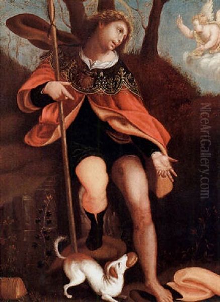 San Rocco Oil Painting by Pier Francesco (il Morazzone) Mazzuchelli