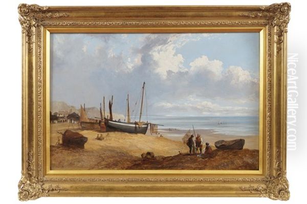 A Beach View Oil Painting by James Edwin Mcburney