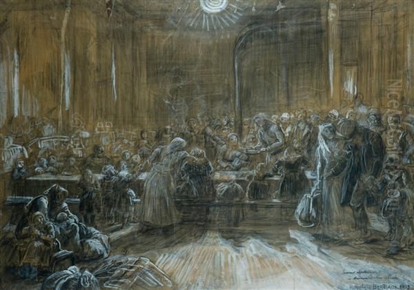 L'asile Des Pauvres La Nuit Oil Painting by Hippolyte Dominique Berteaux