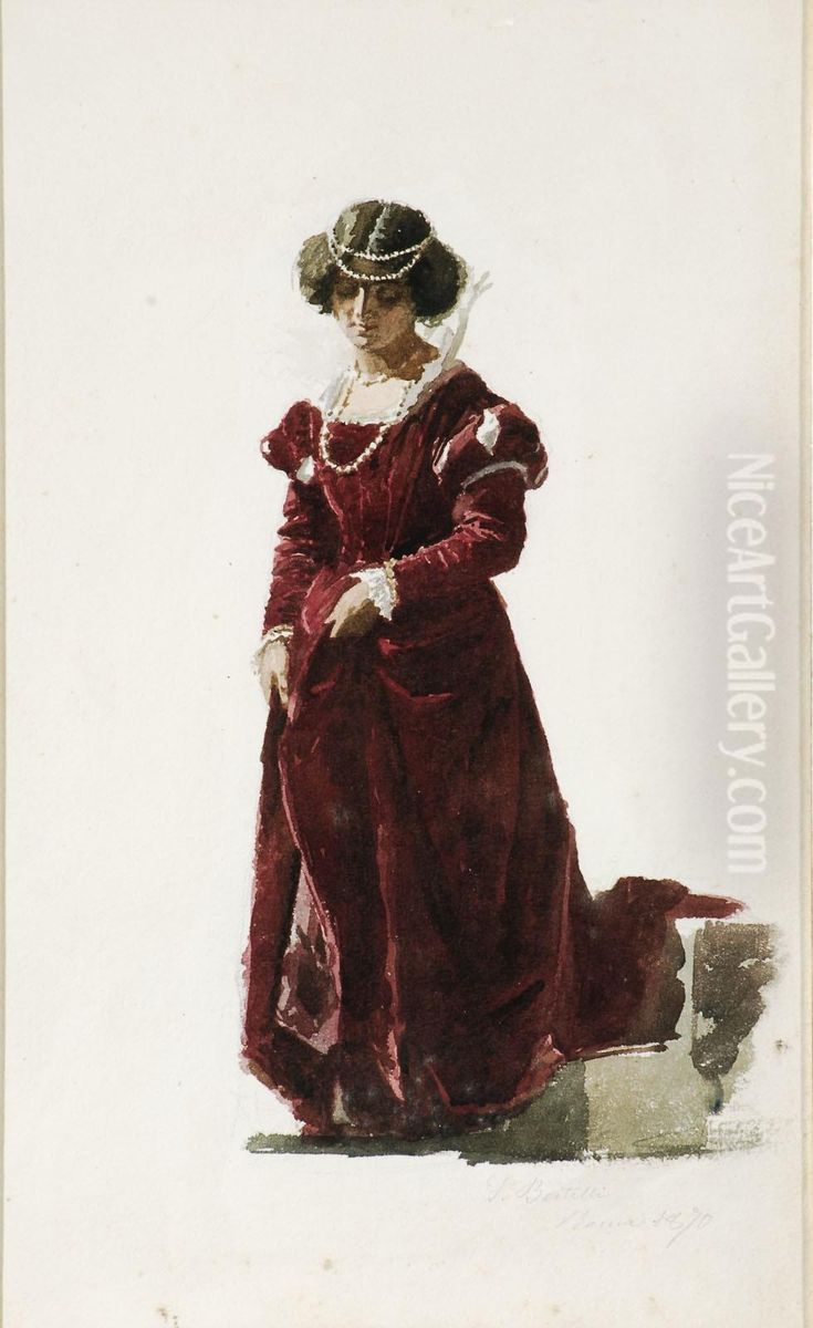 Dama Con Perle Oil Painting by Sante Bertelli