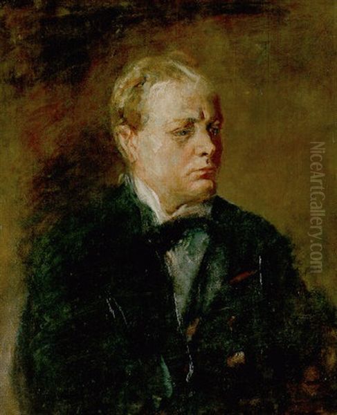 Portrait Of Winston Spencer Churchill Oil Painting by Arthur Ambrose McEvoy