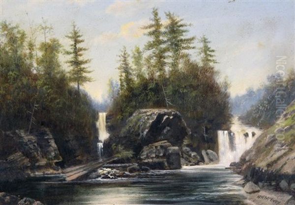 Waterfalls Oil Painting by Henry Nesbitt Mcevoy