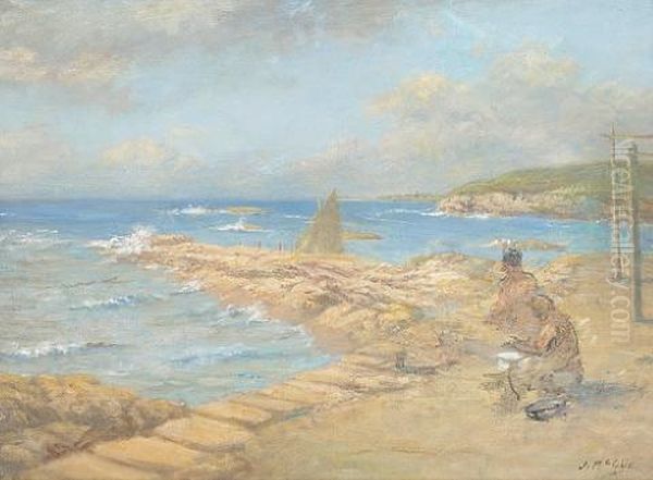 Summers Day At The Harbor Oil Painting by John Mcghie