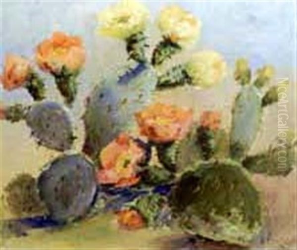 Cactus Flowers Oil Painting by Eloise Polk Mcgill