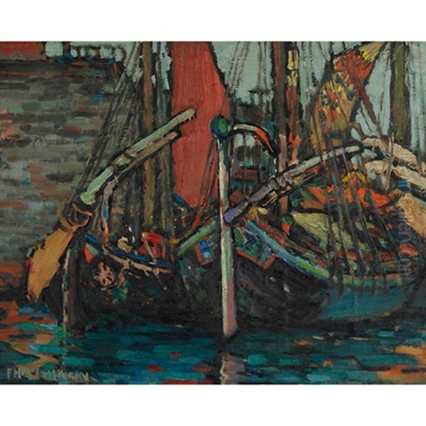Boats, Venice Oil Painting by Florence Helena Mcgillivray