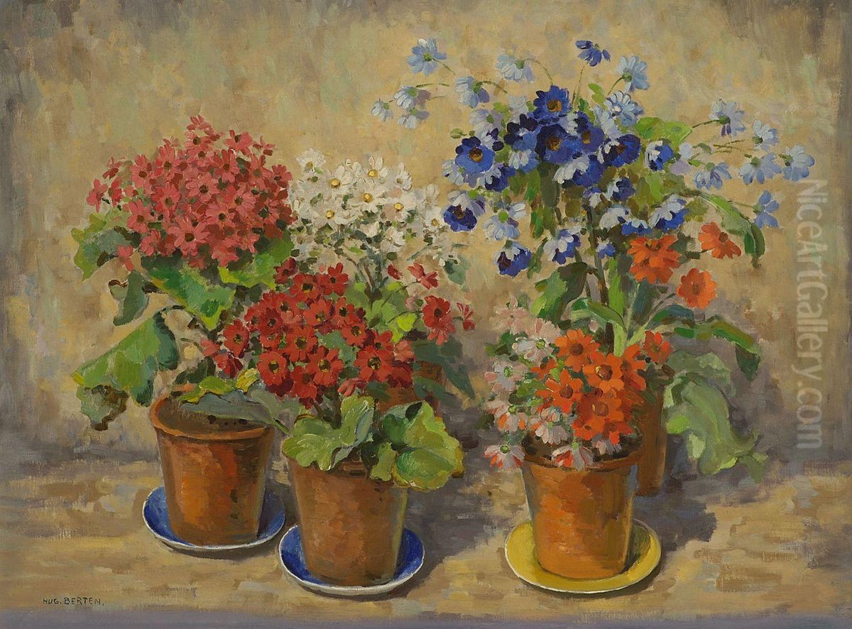 Stillleben Mit Blumentopfen Oil Painting by Hugo Berten