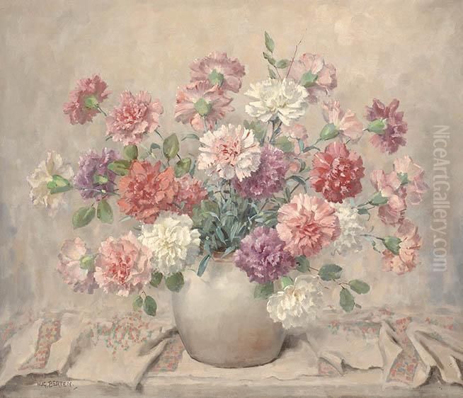 Still Life Of Flowers Oil Painting by Hugo Berten