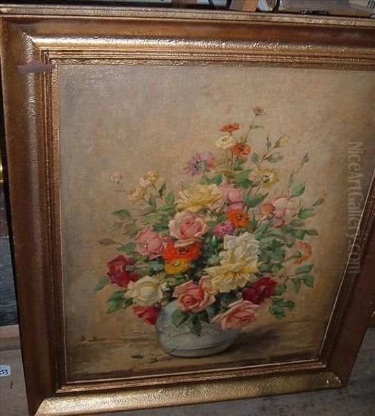Floral Still Life Oil Painting by Hugo Berten