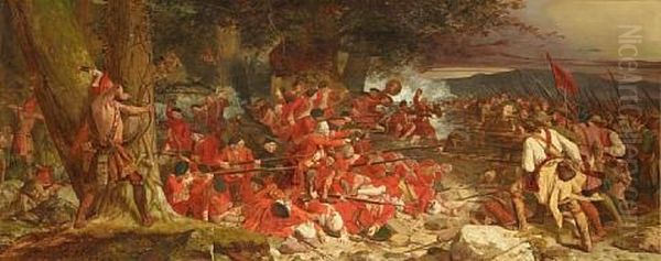 An Incident In The Revolutionary War Of America (the Fraser Highlanders At Stone Ferry) Oil Painting by McIan, Robert Ronald