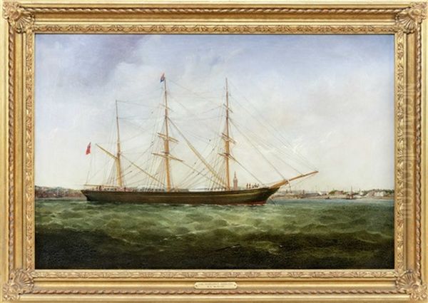 The Barque Margaret Longton At Anchor Off Liverpool Oil Painting by William Kimmins McMinn