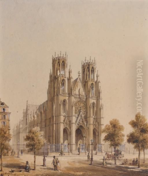 Paris L'eglisesainte-clotilde Oil Painting by Max Berthelin