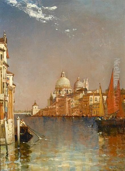 A Venetian Scene With The Church Of San Giorgio Maggiore Beyond Oil Painting by Arthur Joseph Meadows