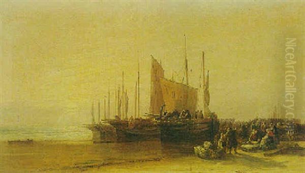 Yarmouth Sands-early Morning Oil Painting by Arthur Joseph Meadows