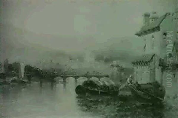 On The Bidasson, Near Irun Oil Painting by Arthur Joseph Meadows