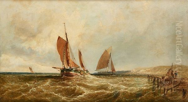 Retour Des Pecheurs A Douvres Oil Painting by James Edwin Meadows