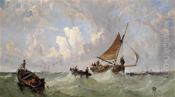 Shipping Off A Dutch Coast Oil Painting by James Edwin Meadows