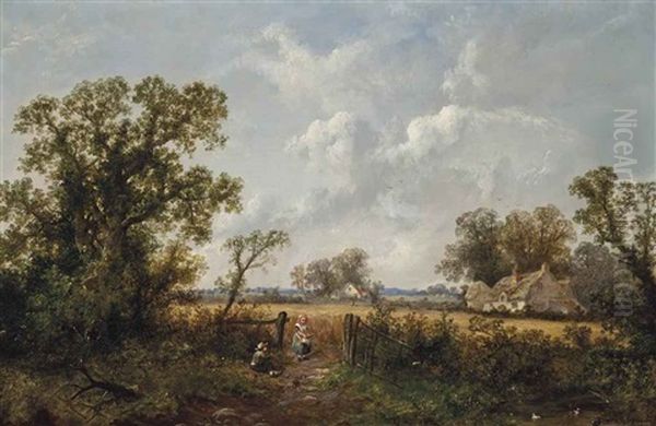 The Farmer's Children Oil Painting by James Edwin Meadows