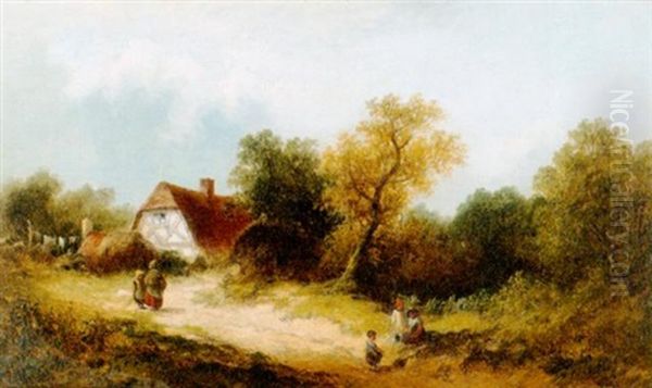 Landschaft Mit Bauernhof Oil Painting by James Edwin Meadows
