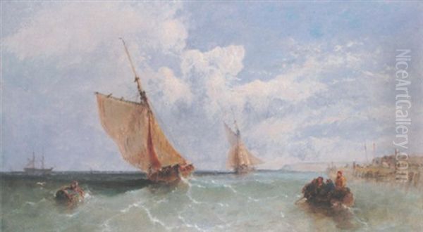 Return From The Fishing Grounds Oil Painting by James Edwin Meadows