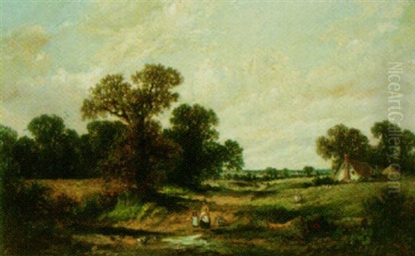 Feeding The Ducks Oil Painting by James Edwin Meadows