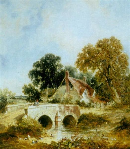 A Berkshire Cottage Oil Painting by James Edwin Meadows