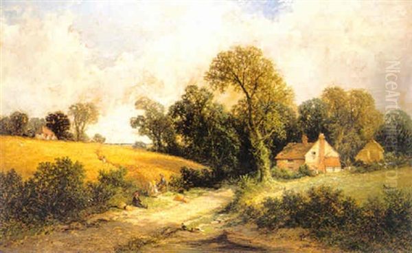 Playing In The Cornfields Oil Painting by James Edwin Meadows