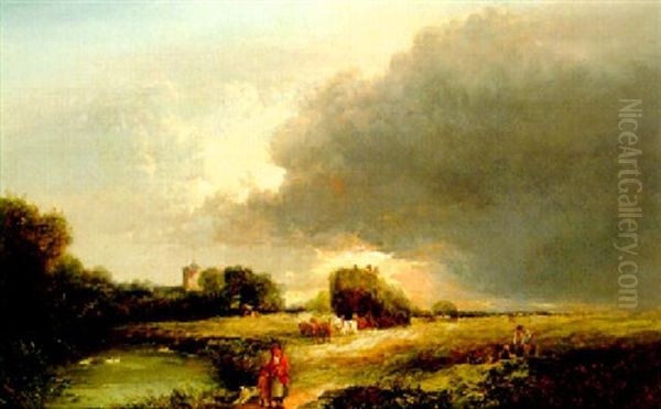 Returning From The Fields Oil Painting by James Edwin Meadows