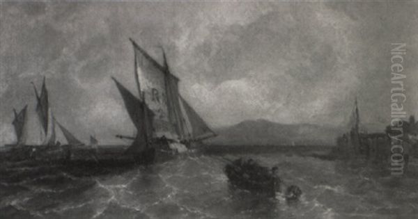 On The Sussex Coast Off The North Coast Oil Painting by James Edwin Meadows