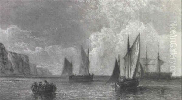 Fishing Off The Coast Oil Painting by James Edwin Meadows