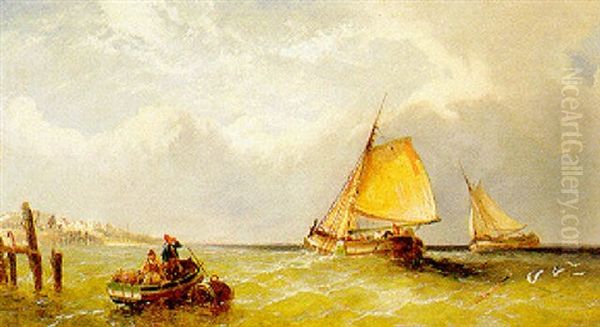 Fishermen With Their Pots Offshore Oil Painting by James Edwin Meadows