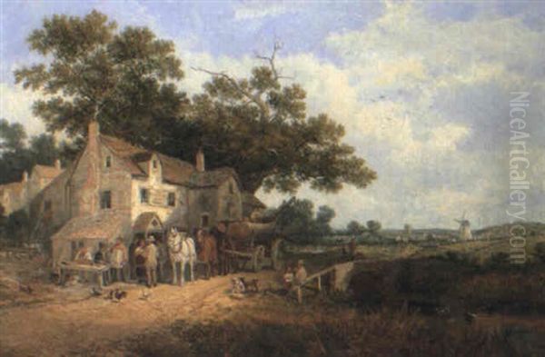 Outside The Woodman's Arms Oil Painting by James Edwin Meadows